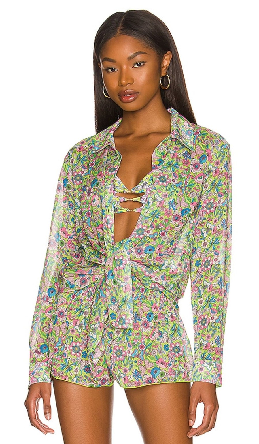 Clothes Lovers and Friends | Groovy Delight Shirt Lime Hippy Floral