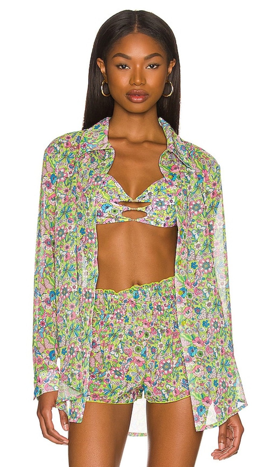 Clothes Lovers and Friends | Groovy Delight Shirt Lime Hippy Floral