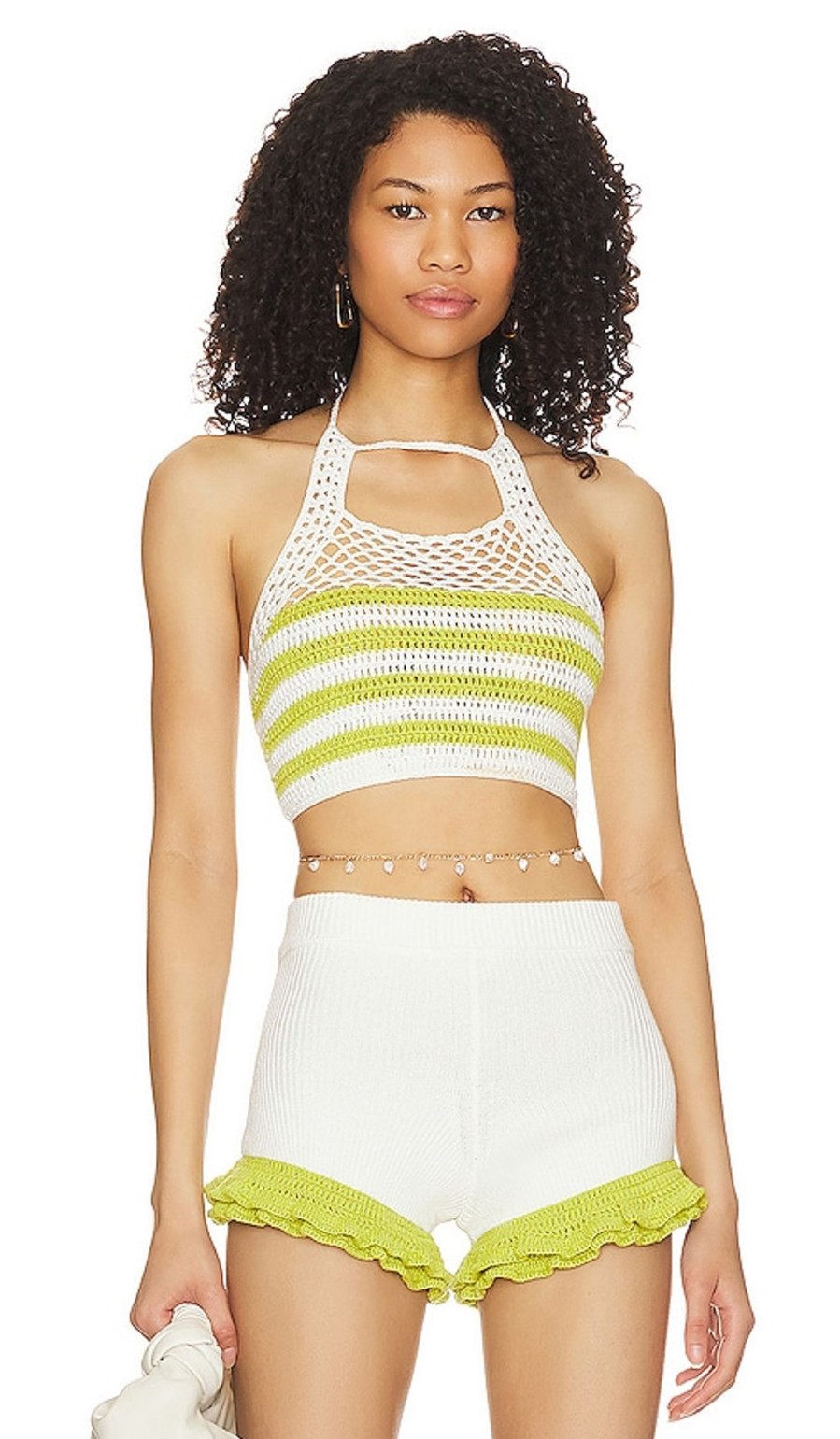 Clothes Lovers and Friends | Tahlia Crochet Top Lime & White