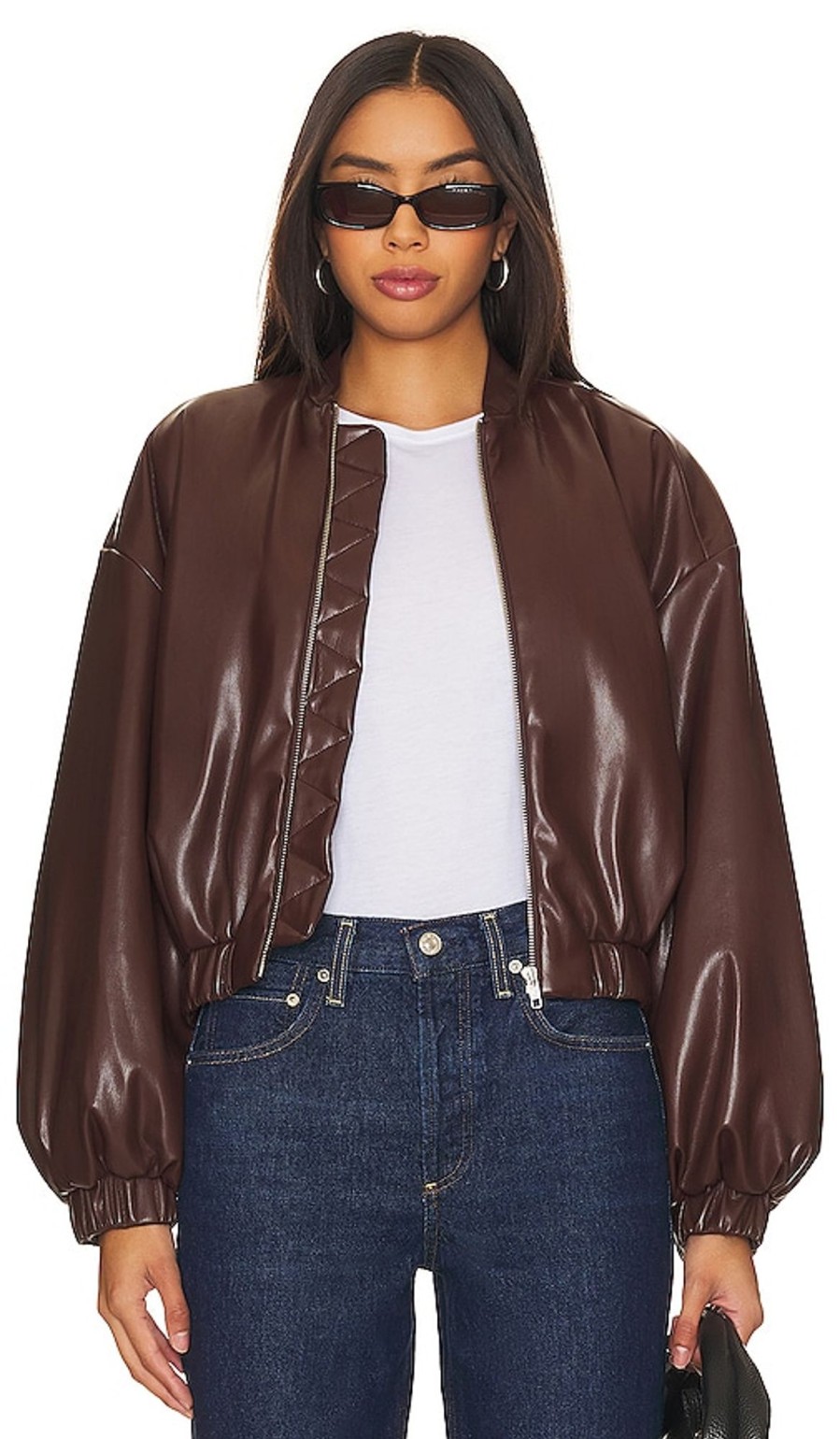 Clothes Lovers and Friends | X Rachel Ana Faux Leather Bomber Jacket Pecan Brown