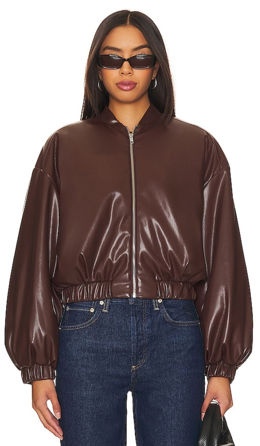 Clothes Lovers and Friends | X Rachel Ana Faux Leather Bomber Jacket Pecan Brown