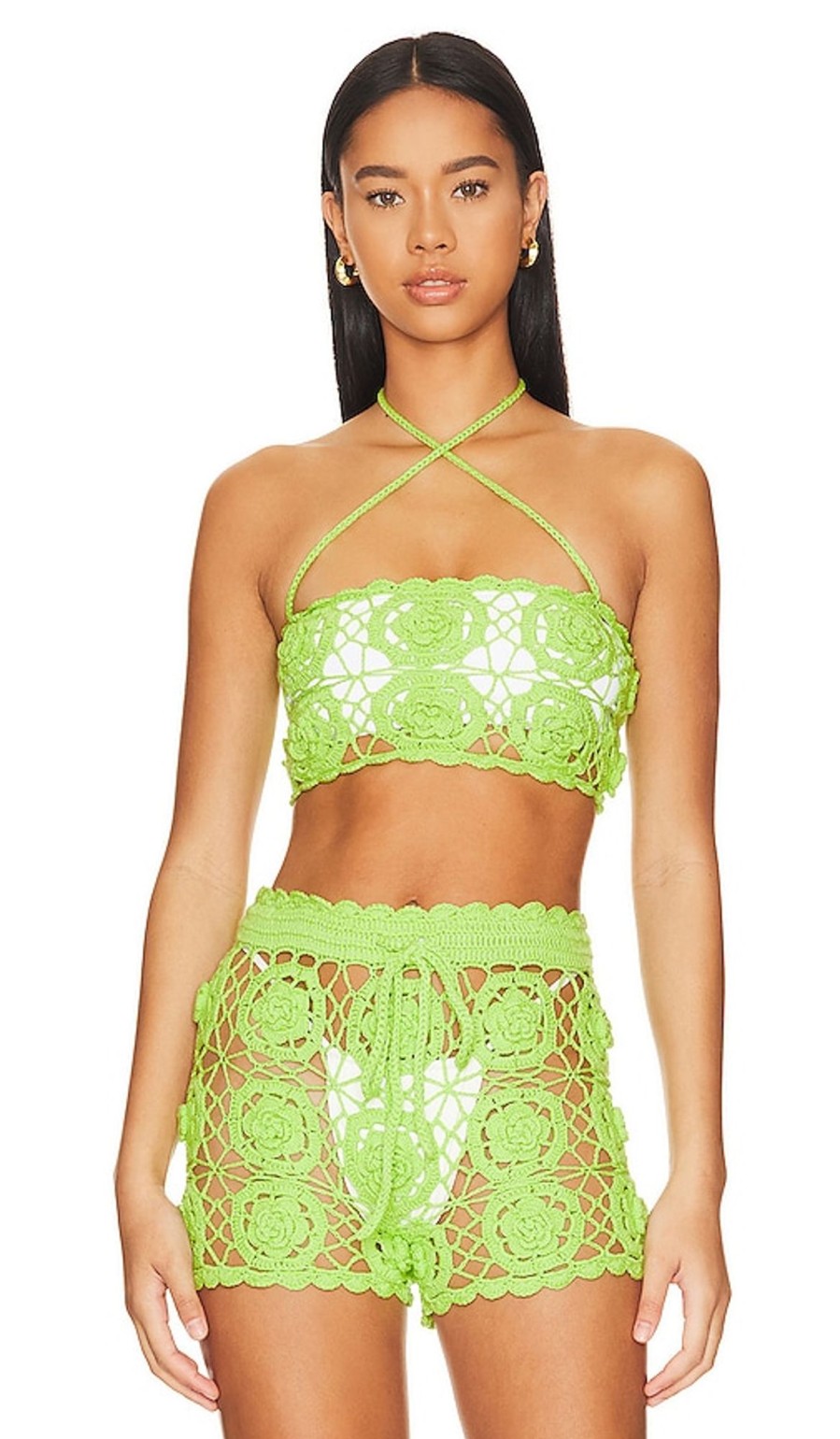 Clothes Lovers and Friends | Tia Crochet Crop Top Bright Green