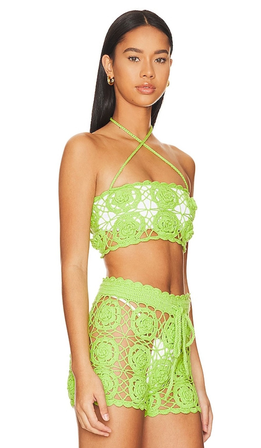 Clothes Lovers and Friends | Tia Crochet Crop Top Bright Green