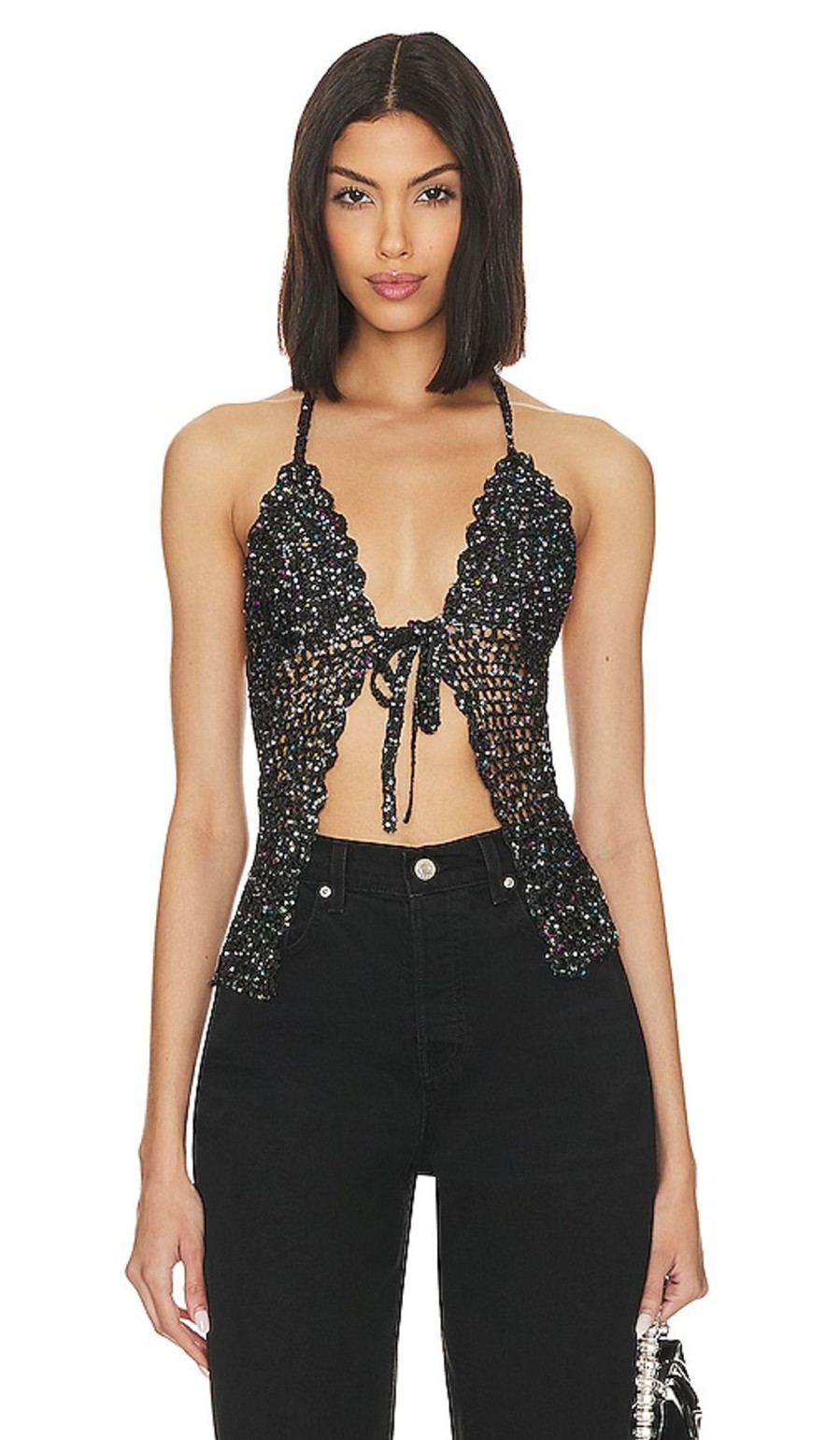 Clothes Lovers and Friends | Arian Halter Tie Top Black