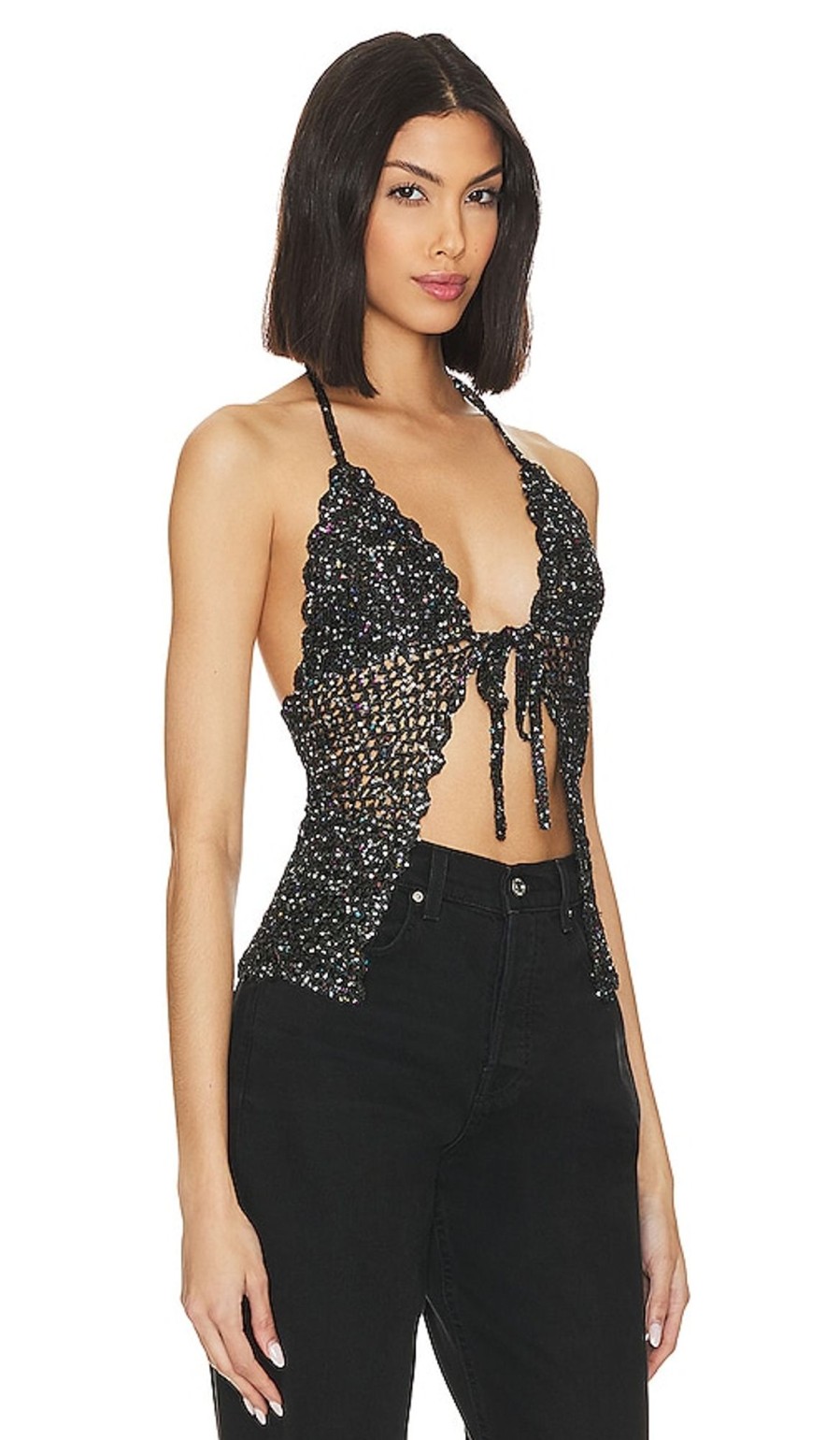 Clothes Lovers and Friends | Arian Halter Tie Top Black