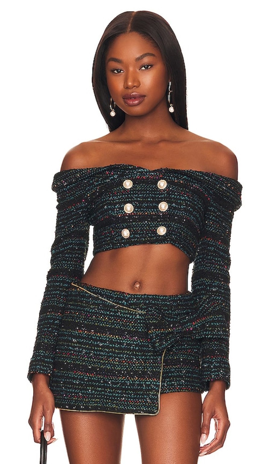 Clothes Lovers and Friends | Alexandria Cropped Top Black & Blue Multi