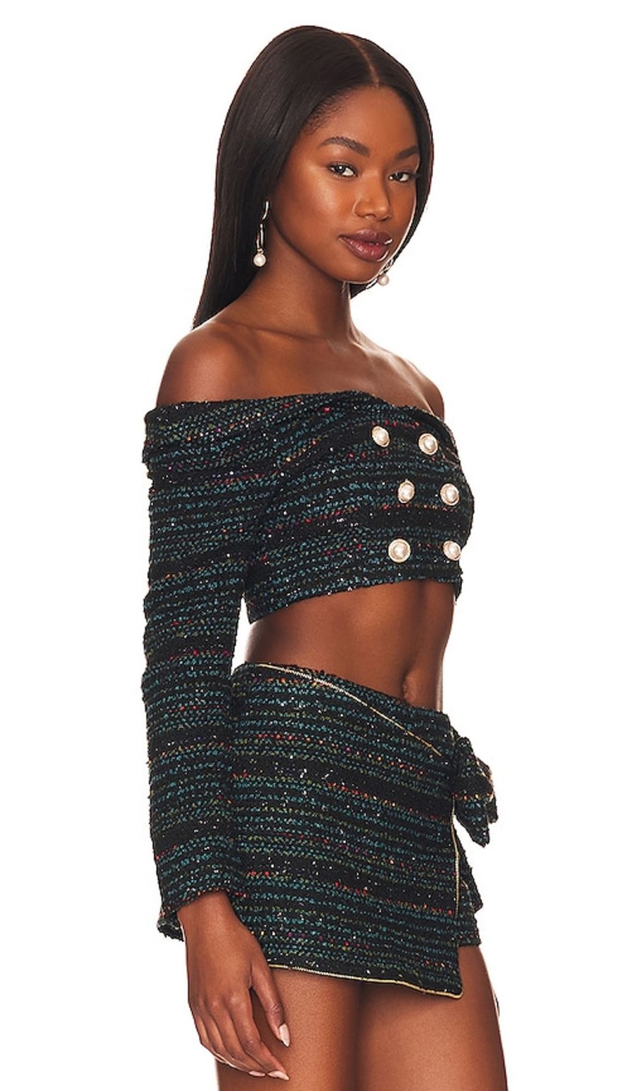 Clothes Lovers and Friends | Alexandria Cropped Top Black & Blue Multi