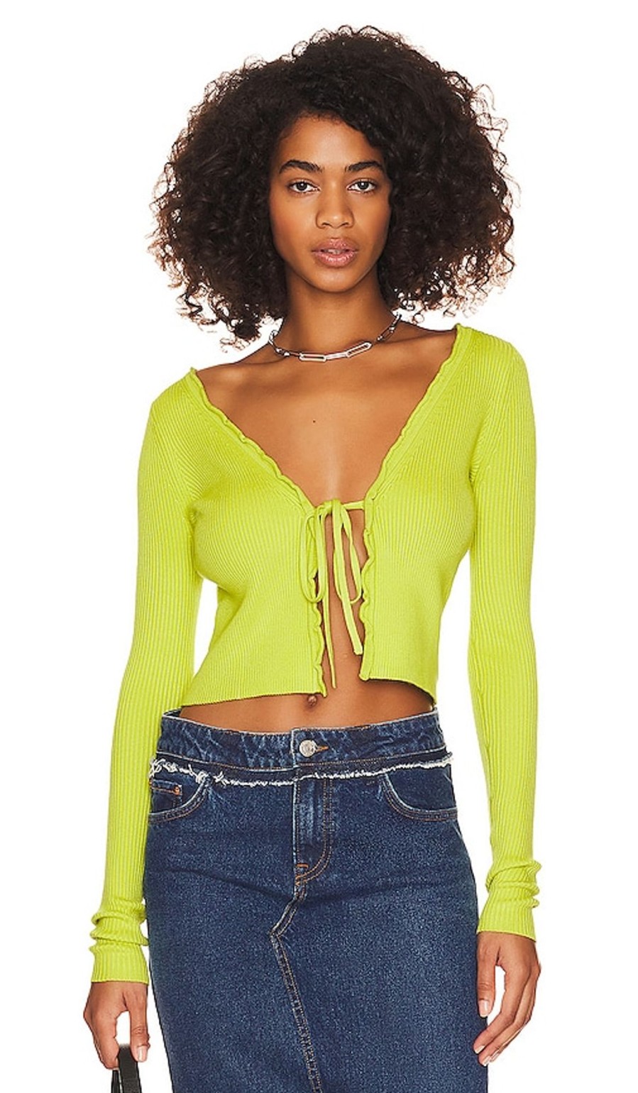 Clothes Lovers and Friends | Halina Tie Front Cardigan Lime Green