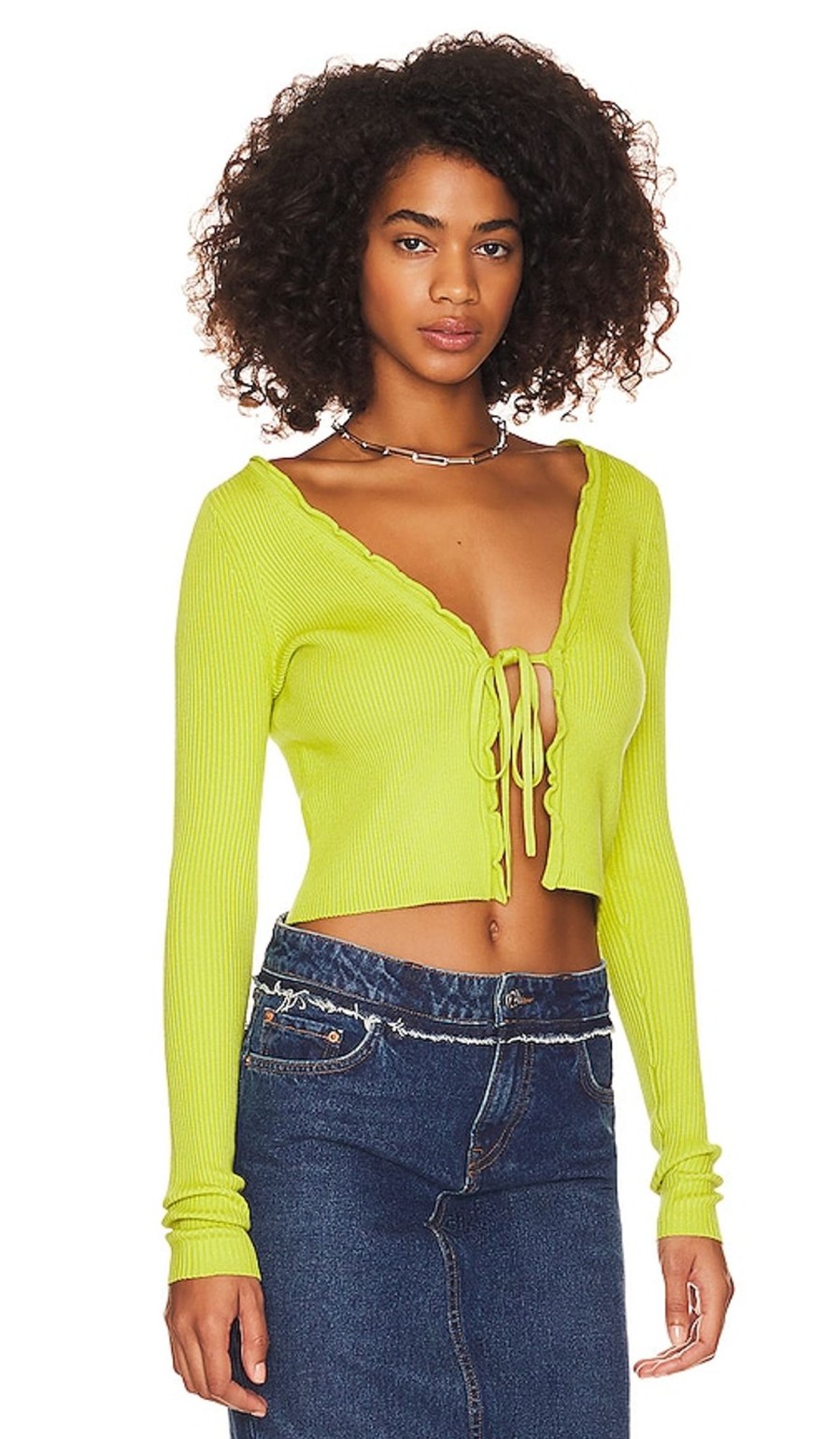 Clothes Lovers and Friends | Halina Tie Front Cardigan Lime Green