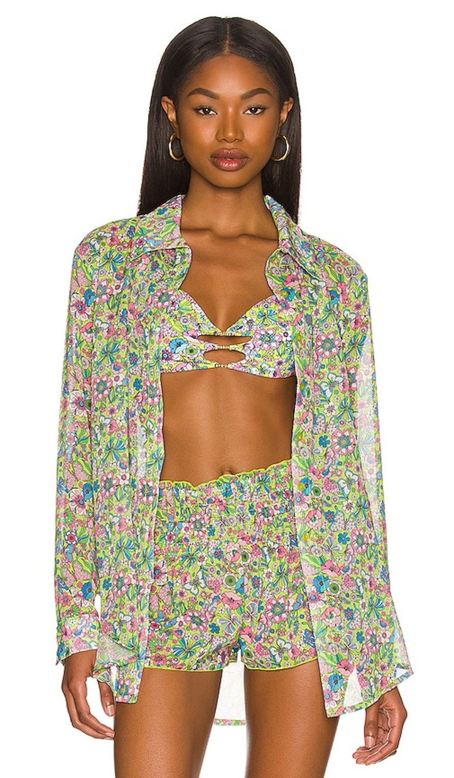 Clothes Lovers and Friends | Groovy Delight Shirt Lime Hippy Floral