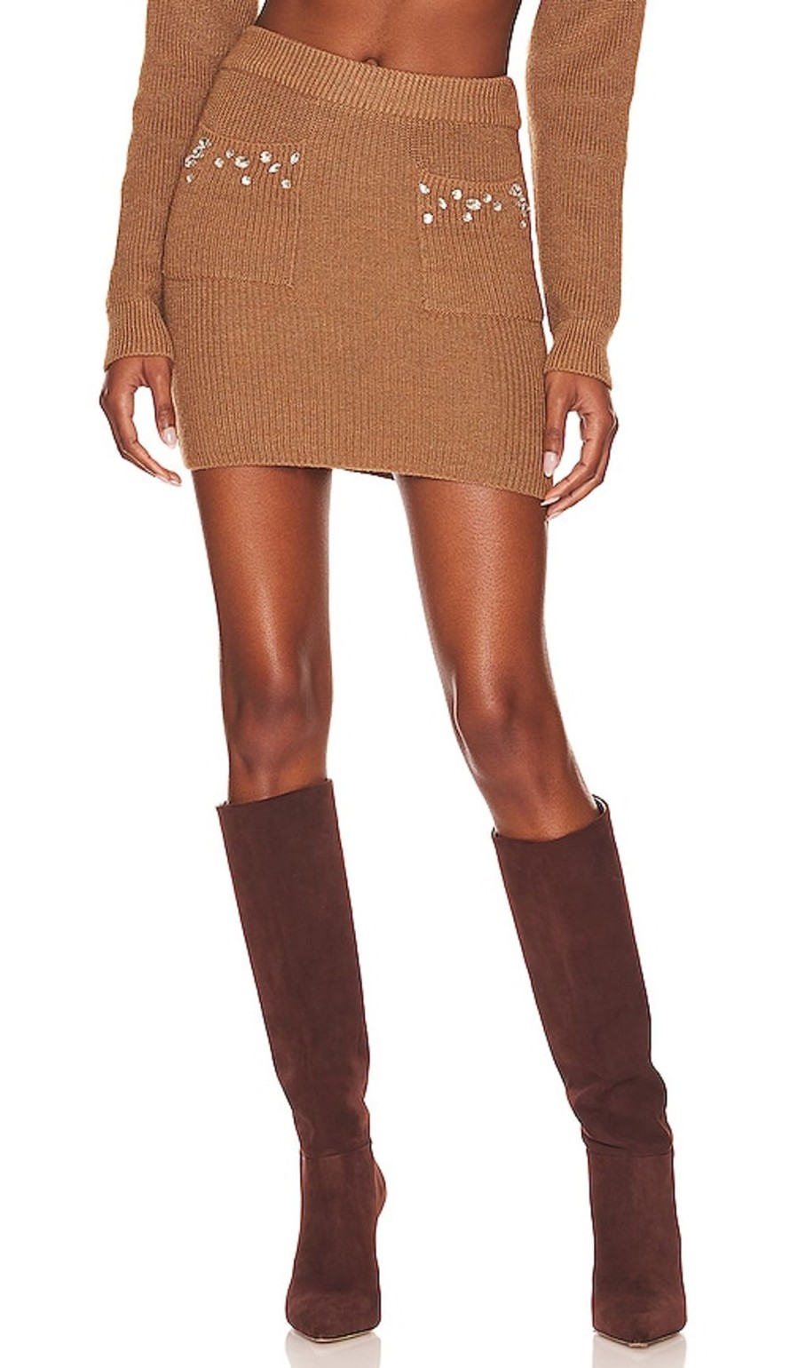 Clothes Lovers and Friends | Estella Embellished Mini Skirt Chestnut