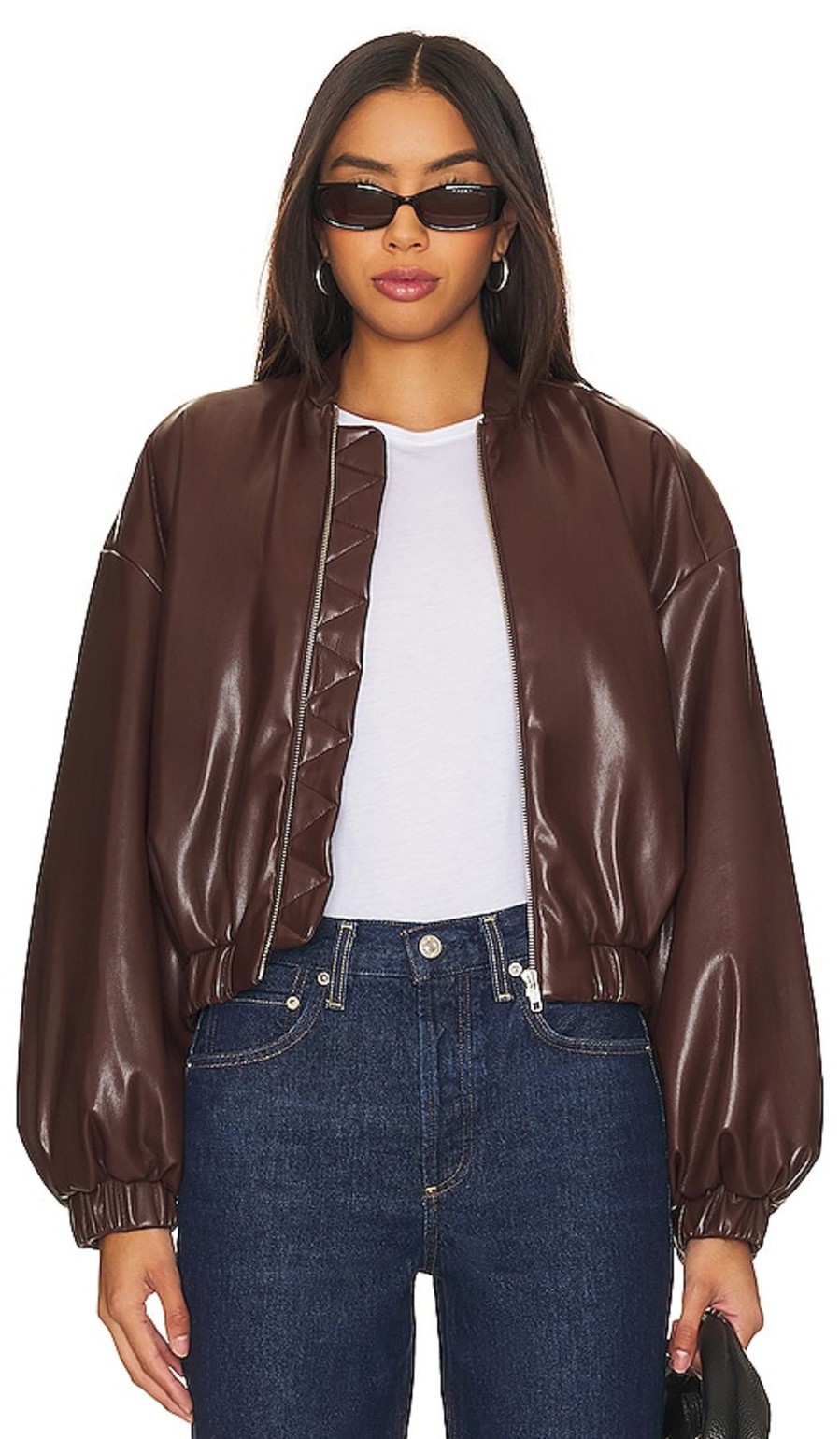 Clothes Lovers and Friends | X Rachel Ana Faux Leather Bomber Jacket Pecan Brown