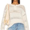 Clothes Lovers and Friends | Mara Henley Open Stitch Sweater Ivory