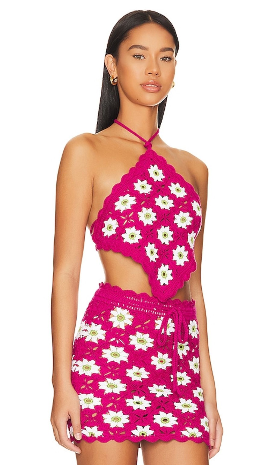 Clothes Lovers and Friends | Delilah Wildflower Crochet Top Hot Pink & Lime