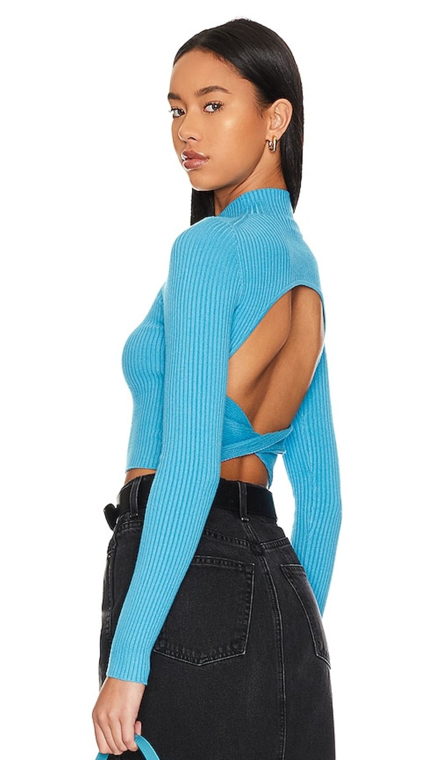 Clothes Lovers and Friends | Taline Open Back Knit Top Ocean Blue