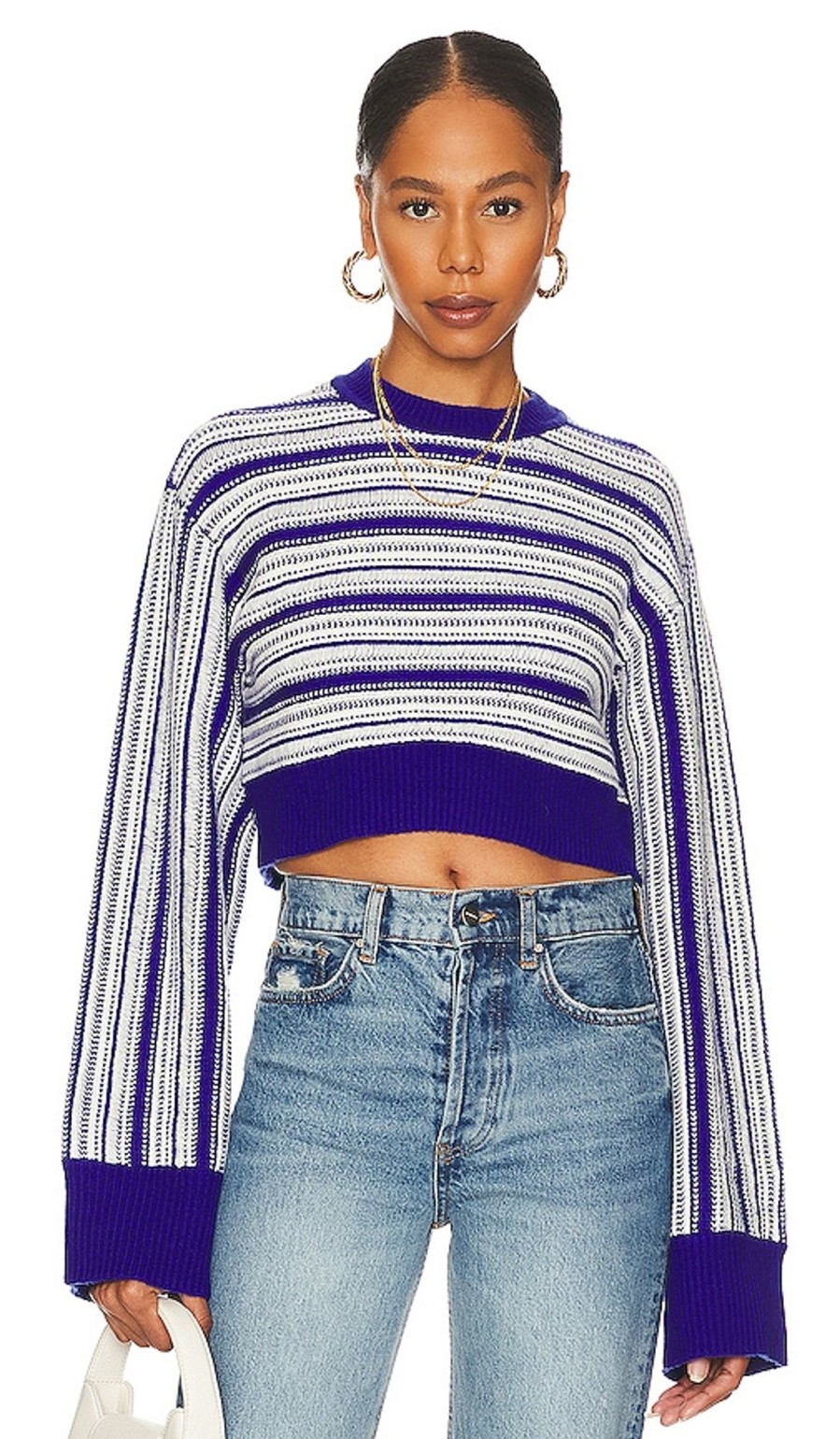 Clothes Lovers and Friends | Kairi Cropped Stripe Crew Royal Blue & Ivory