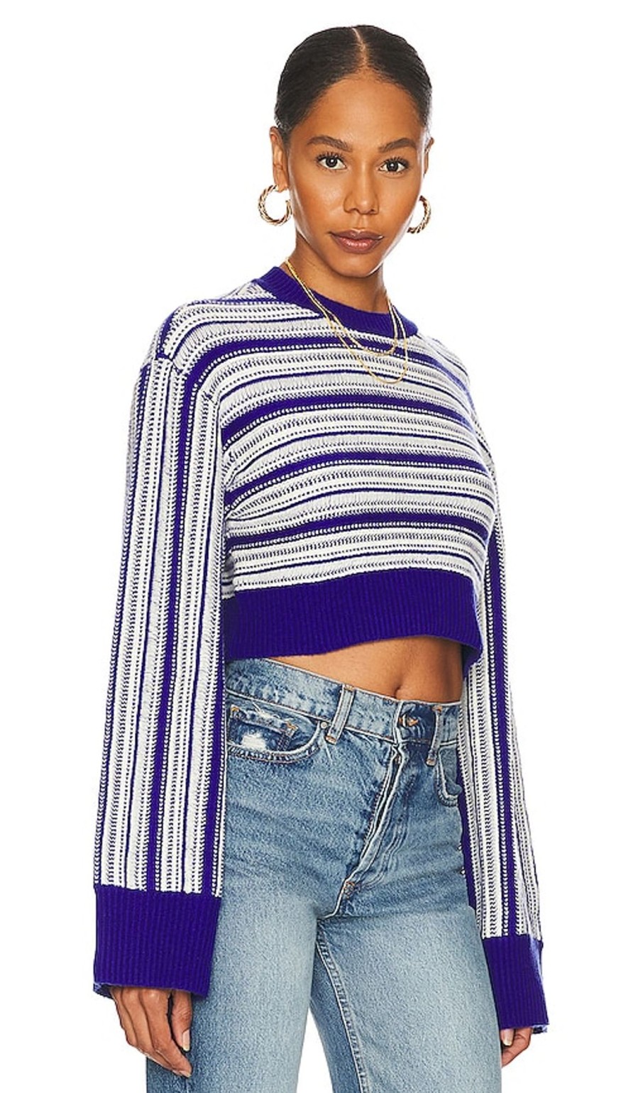 Clothes Lovers and Friends | Kairi Cropped Stripe Crew Royal Blue & Ivory