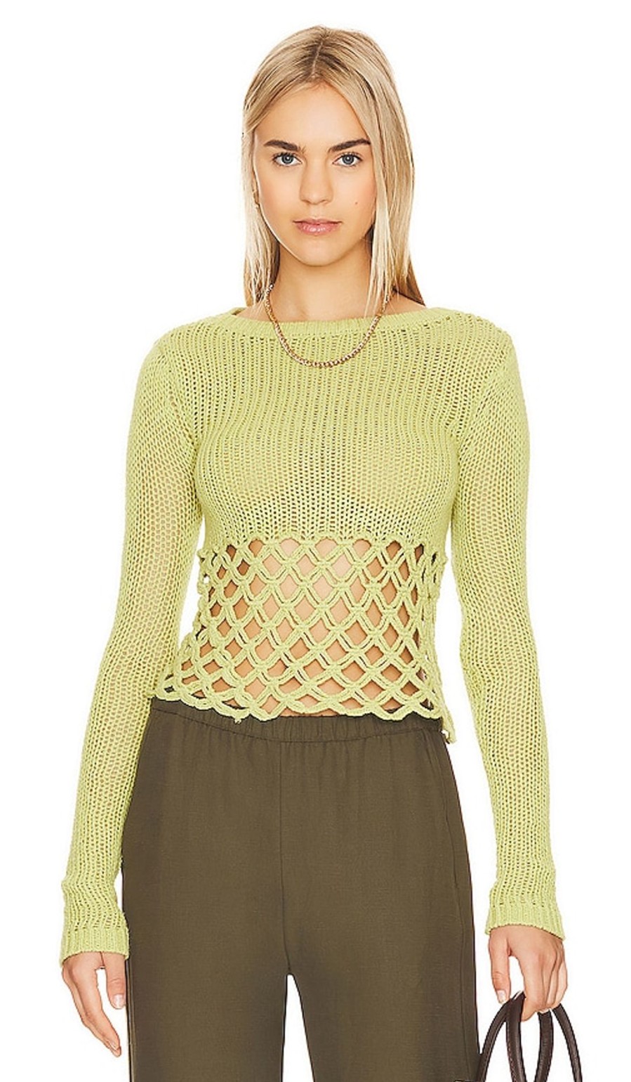 Clothes Lovers and Friends | Clara Cropped Fishnet Pullover Green