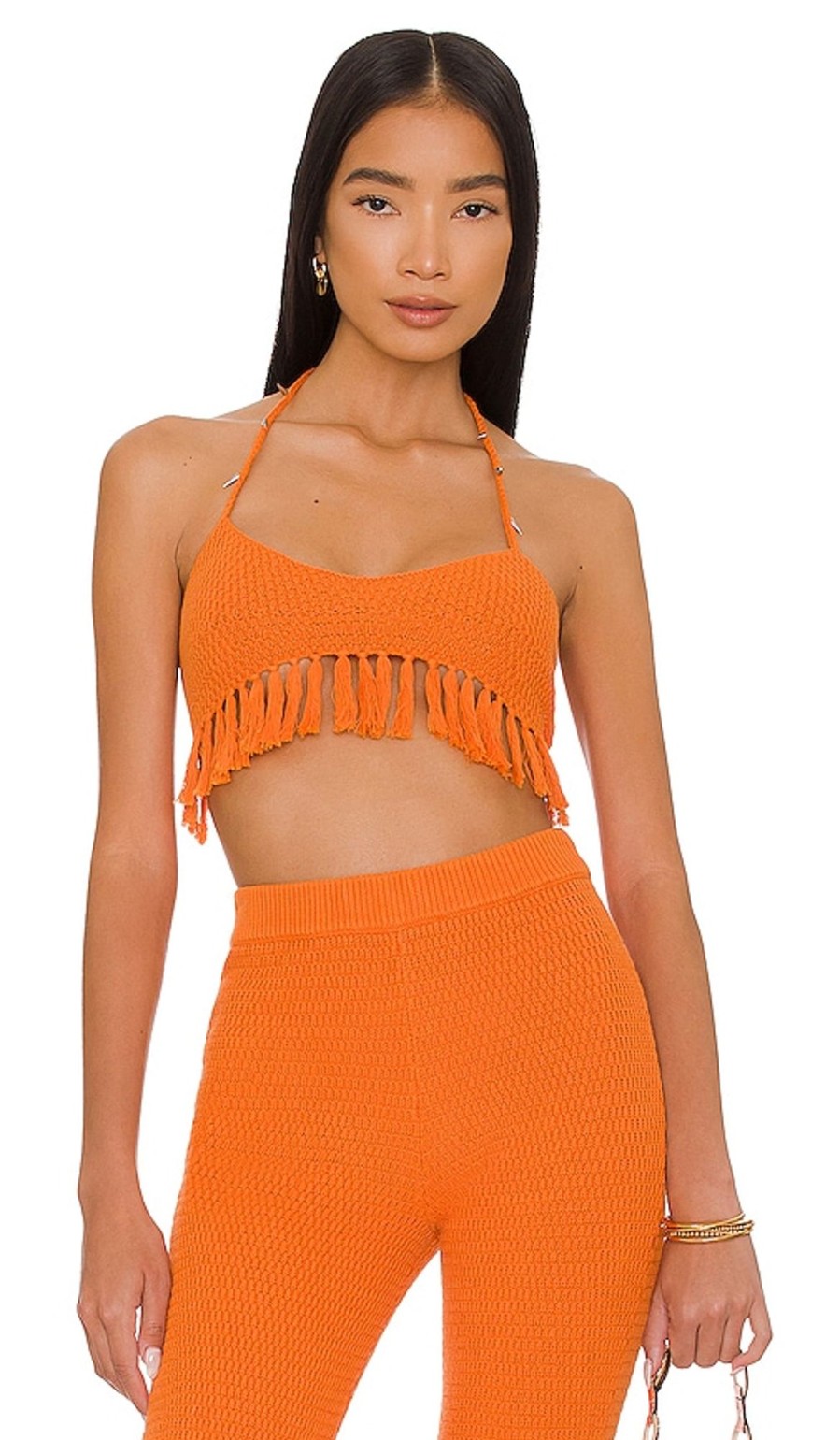 Clothes Lovers and Friends | Devitta Crop Top W/ Fringe Tangerine