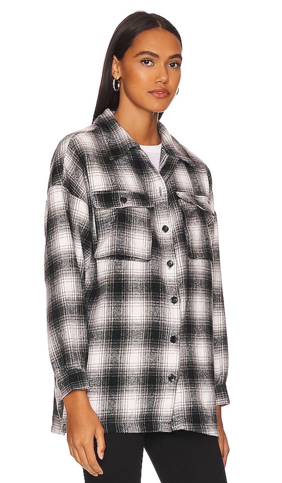 Clothes Lovers and Friends | Harlow Flannel Shacket Black & White