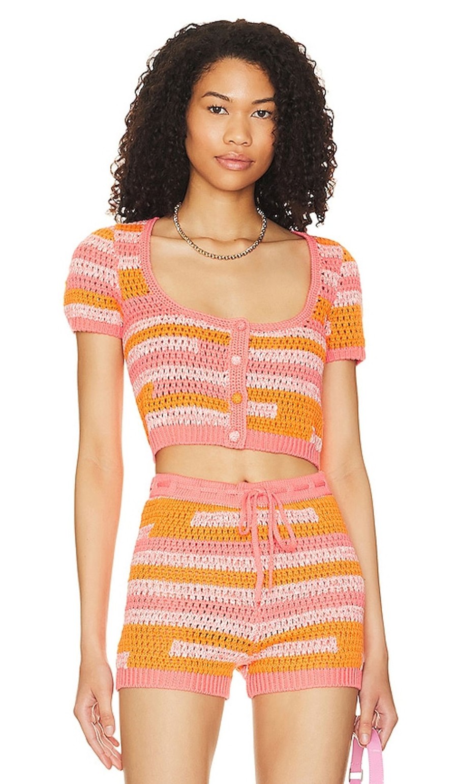 Clothes Lovers and Friends | Eliava Crochet Cardigan Pink & Orange