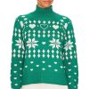 Clothes Lovers and Friends | Fair Isle Oversized Turtleneck Pullover Forest Green