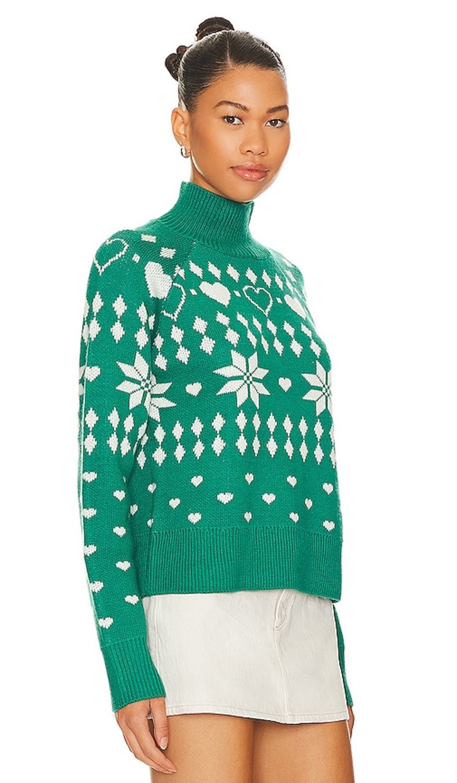 Clothes Lovers and Friends | Fair Isle Oversized Turtleneck Pullover Forest Green