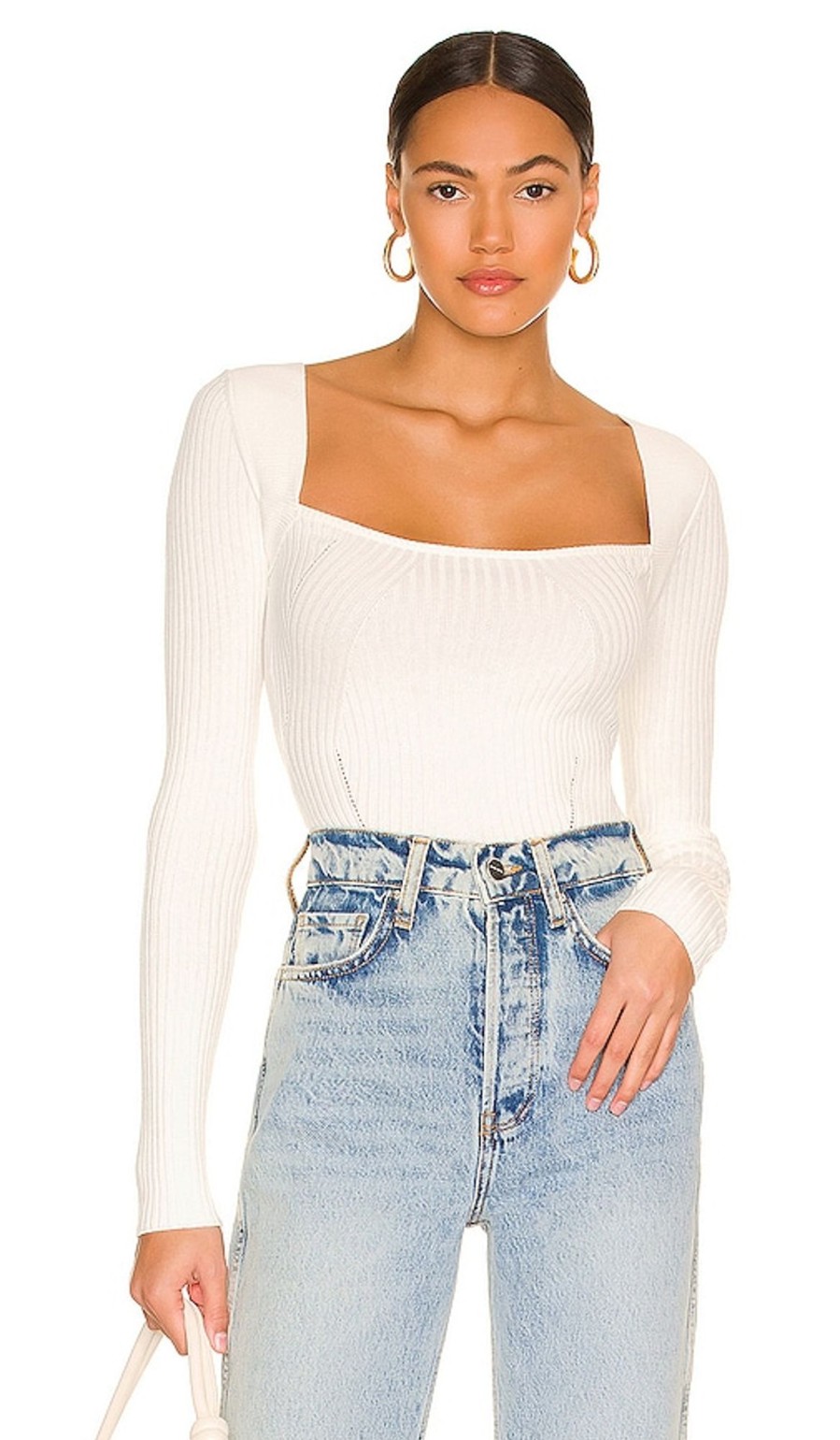 Clothes Lovers and Friends | Tie Back Fitted Rib Sweater White