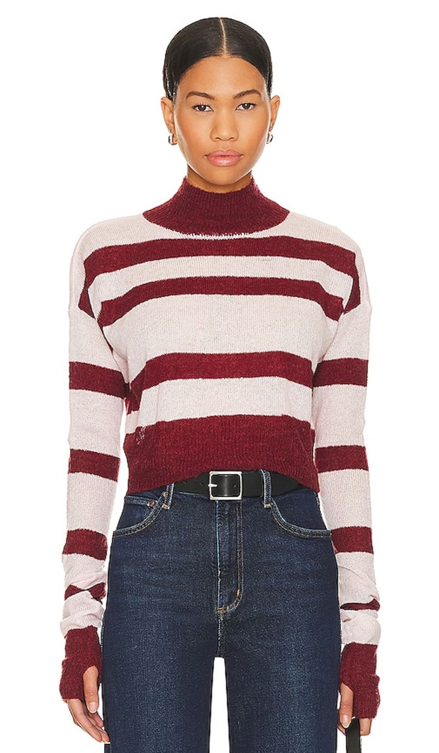 Clothes Lovers and Friends | Tandice Striped Sweater Blush & Burgundy