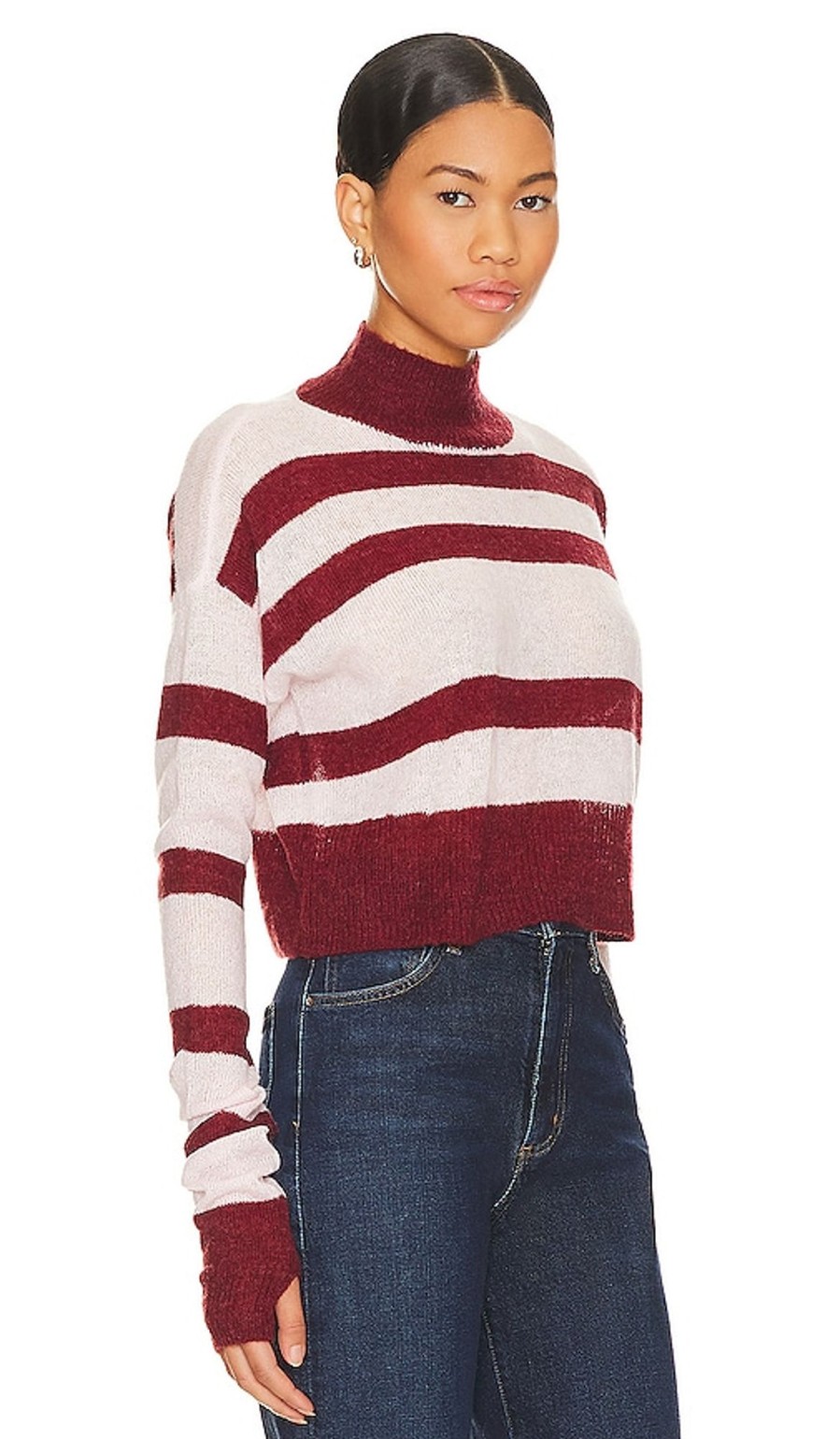 Clothes Lovers and Friends | Tandice Striped Sweater Blush & Burgundy