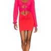 Clothes Lovers and Friends | Zowie Drawcord Mini Dress Orange & Magenta