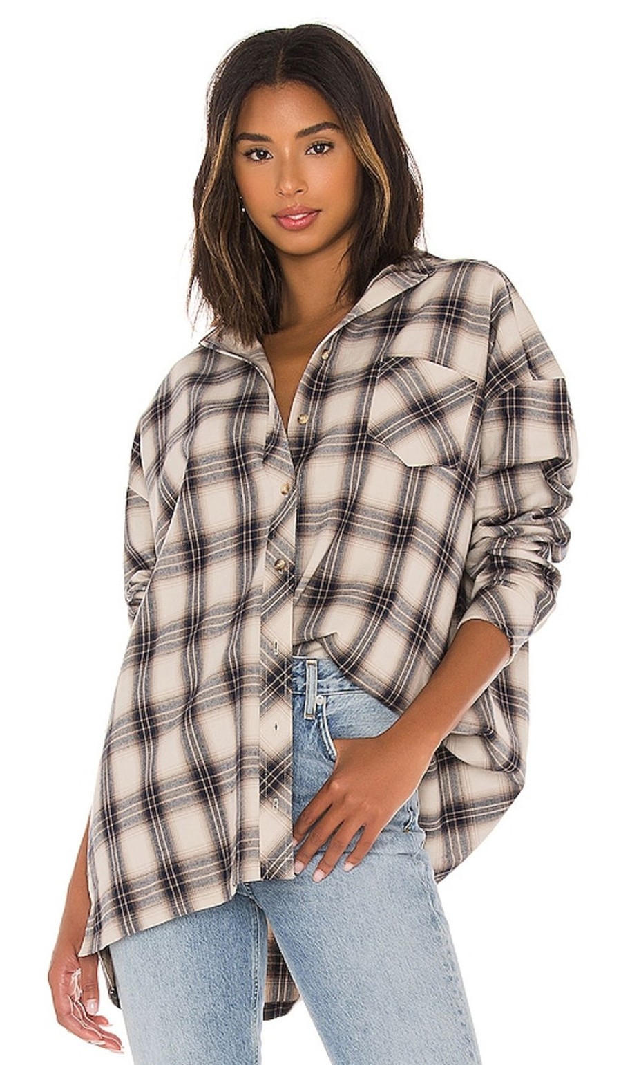 Clothes Lovers and Friends | Gela Oversized Top Nude Plaid