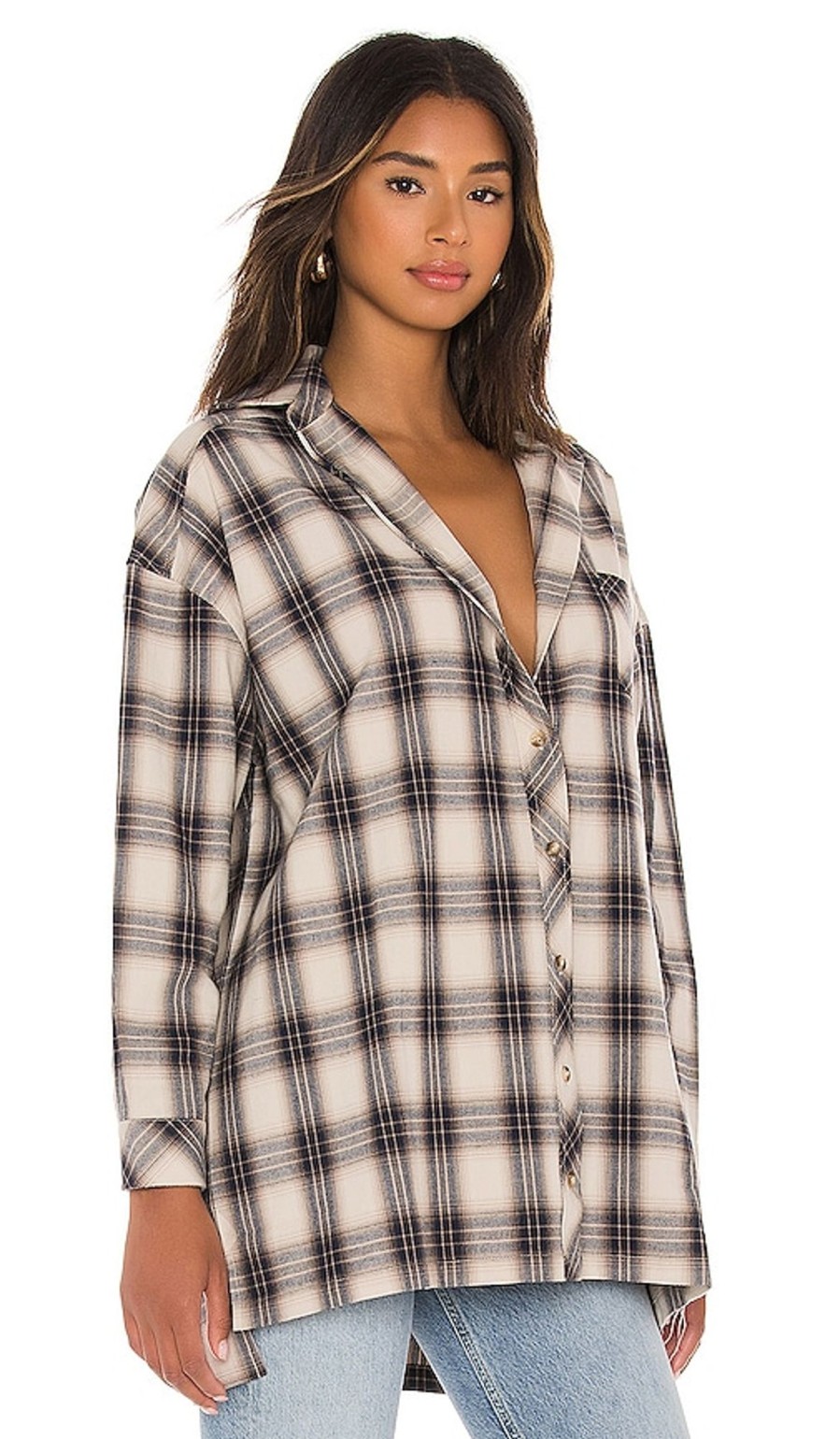 Clothes Lovers and Friends | Gela Oversized Top Nude Plaid